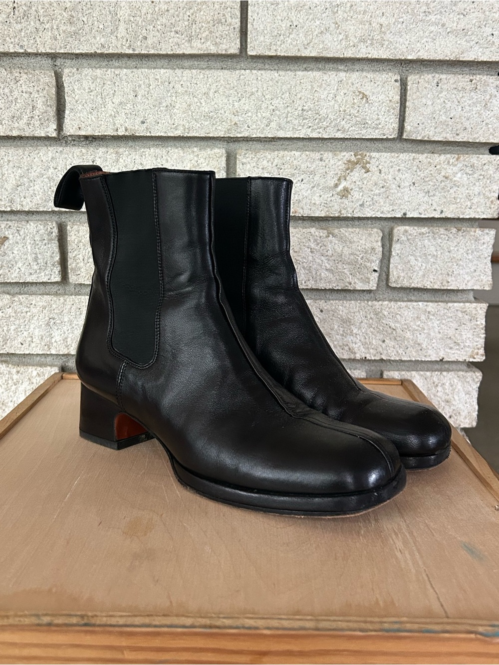 Manu Atelier Black Squared Toe Chelsea Boots EU 36
